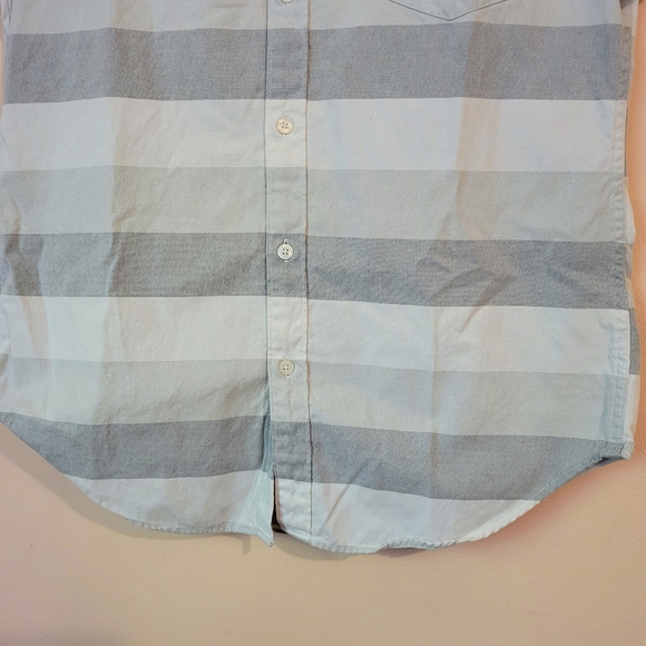 J. Crew Short Sleeve Cotton Oxford Shirt, White & Gray, M, EUC - Picture 5 of 14